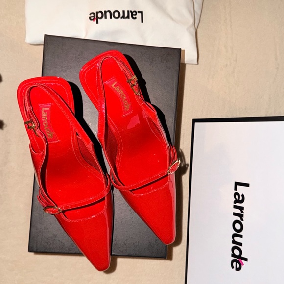 Larroude Shoes - Larroude Vibrant Red Slingback Heels